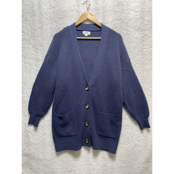 Aerie XS Women's Blue Button-Up Cardigan Sweater with Pockets Balloon Sleeve - Picture 1 of 9